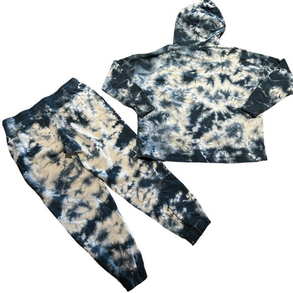 Mododoc Women’s Medium 2 Piece Hoodie Jogger Set in Teal and White Tie Dye - Picture 3 of 9